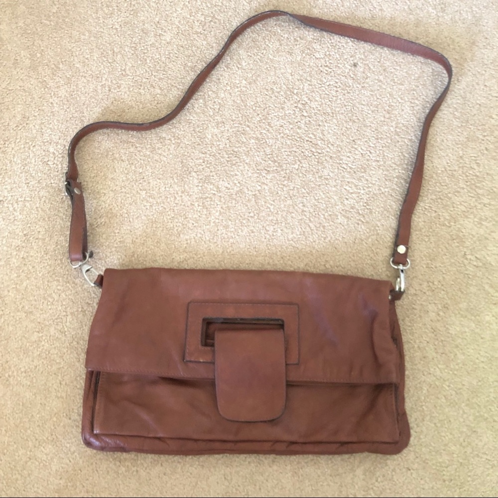 Brown Italian leather purse convertible tote